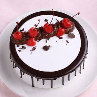 Front View of Chocolate N Cherries Black Forest Drip Cake Front View of Chocolate N Cherries Black Forest Drip Cake
