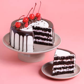 Sliced View of Chocolate N Cherries Black Forest Drip Cake