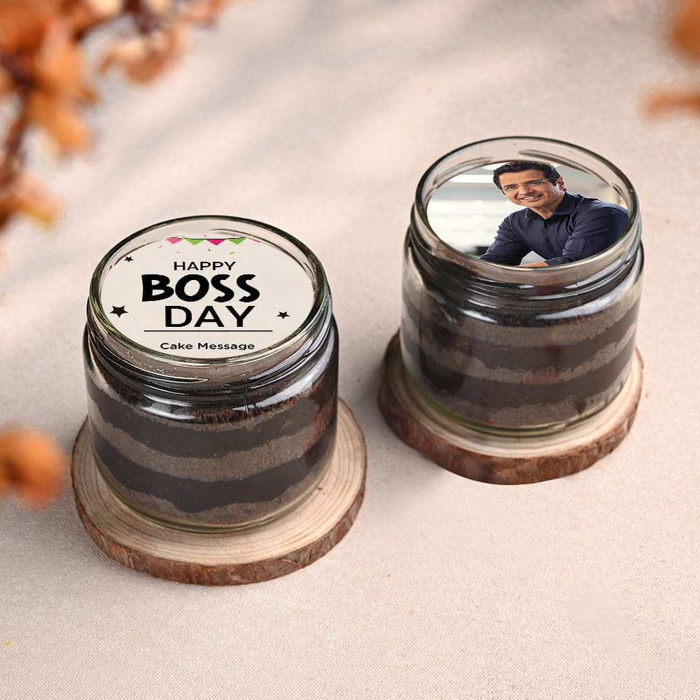 Chocolate Photo Jar Cake Duo For Boss