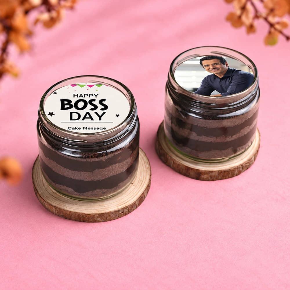 Chocolate Photo Jar Cake Duo For Boss