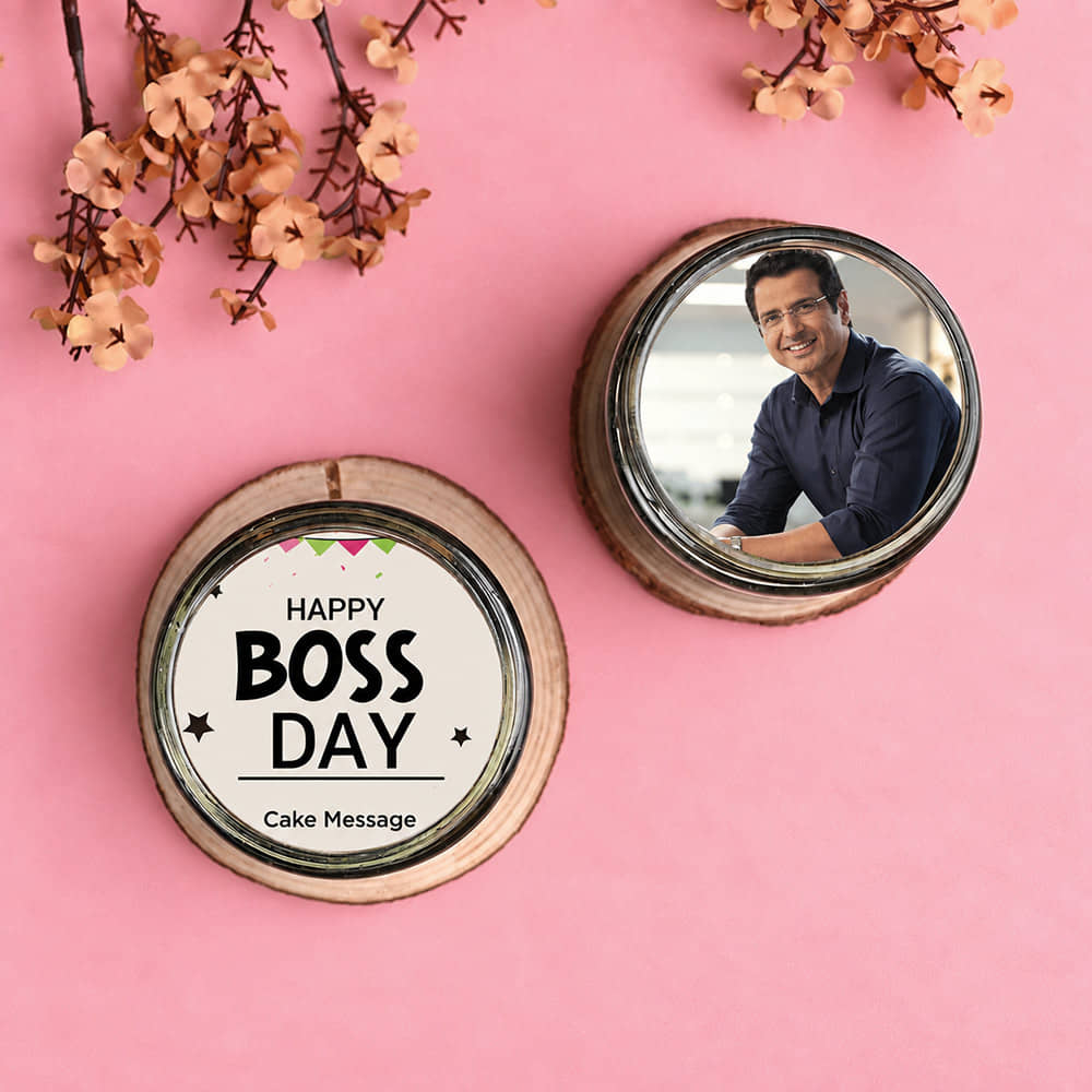 Chocolate Photo Jar Cake Duo For Boss
