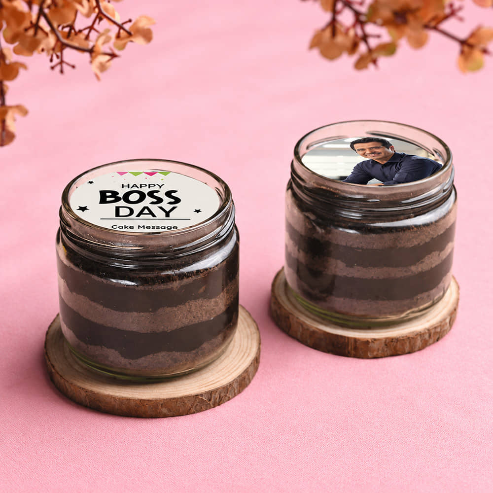 Chocolate Photo Jar Cake Duo For Boss