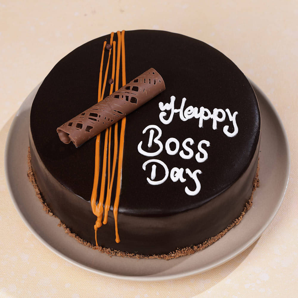 Top View of Chocolate Truffle Boss Day Cake