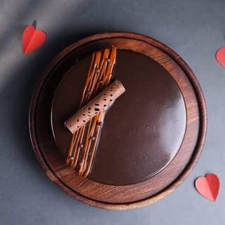 Top View Chocolate Truffle Cake With Love Topper- Valentine Cake 2025