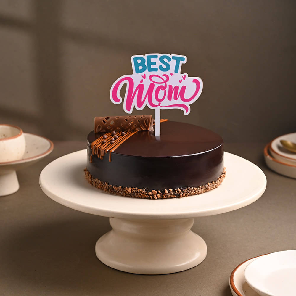 Top View of Mothers Day Chocolate Truffle  Cake 