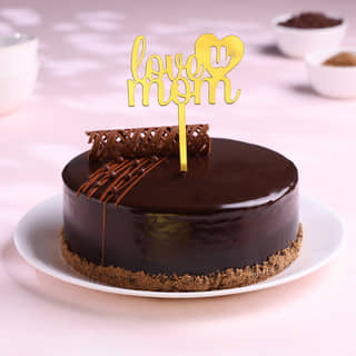 Side View of Love You Maa Choco Truffle Cake