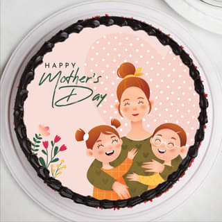 Top View of Chocolate Truffle Mothers Day Photo Cake