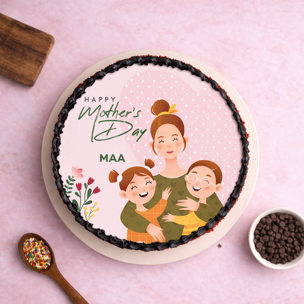 Top View of Truffle Mothers Day Photo Cake