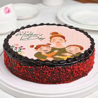 Side View of Chocolate Truffle Mothers Day Photo Cake