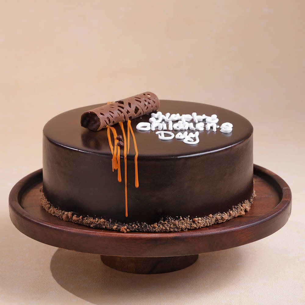 Front Angled View of Children's Day Choco Truffle Cake Front Angled View of Children's Day Choco Truffle Cake