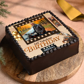 Cinematic Fiftieth Birthday Photo Cake