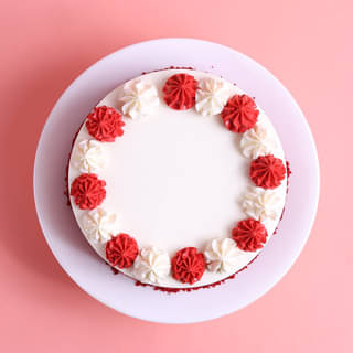Top View of Classic Red Velvet Delight Cake Top View of Classic Red Velvet Delight Cake