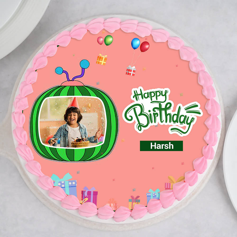 Top View of Cocomelon Birthday Cake