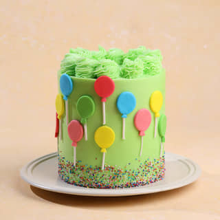 Front View of Colour Pop Balloon Cake