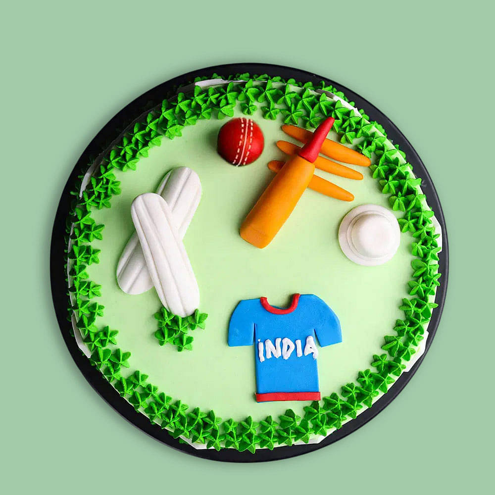 Top View of Cricket Field Cake