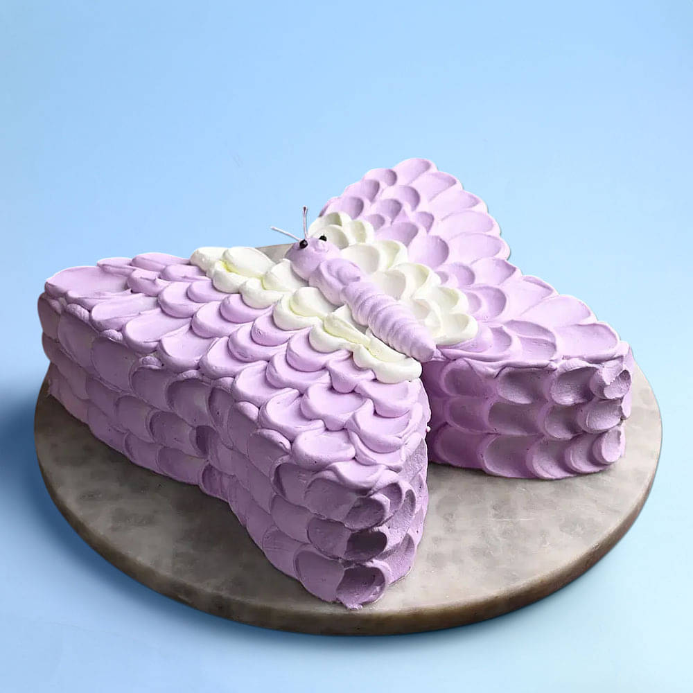 Side View of Creamy Butterfly Cake