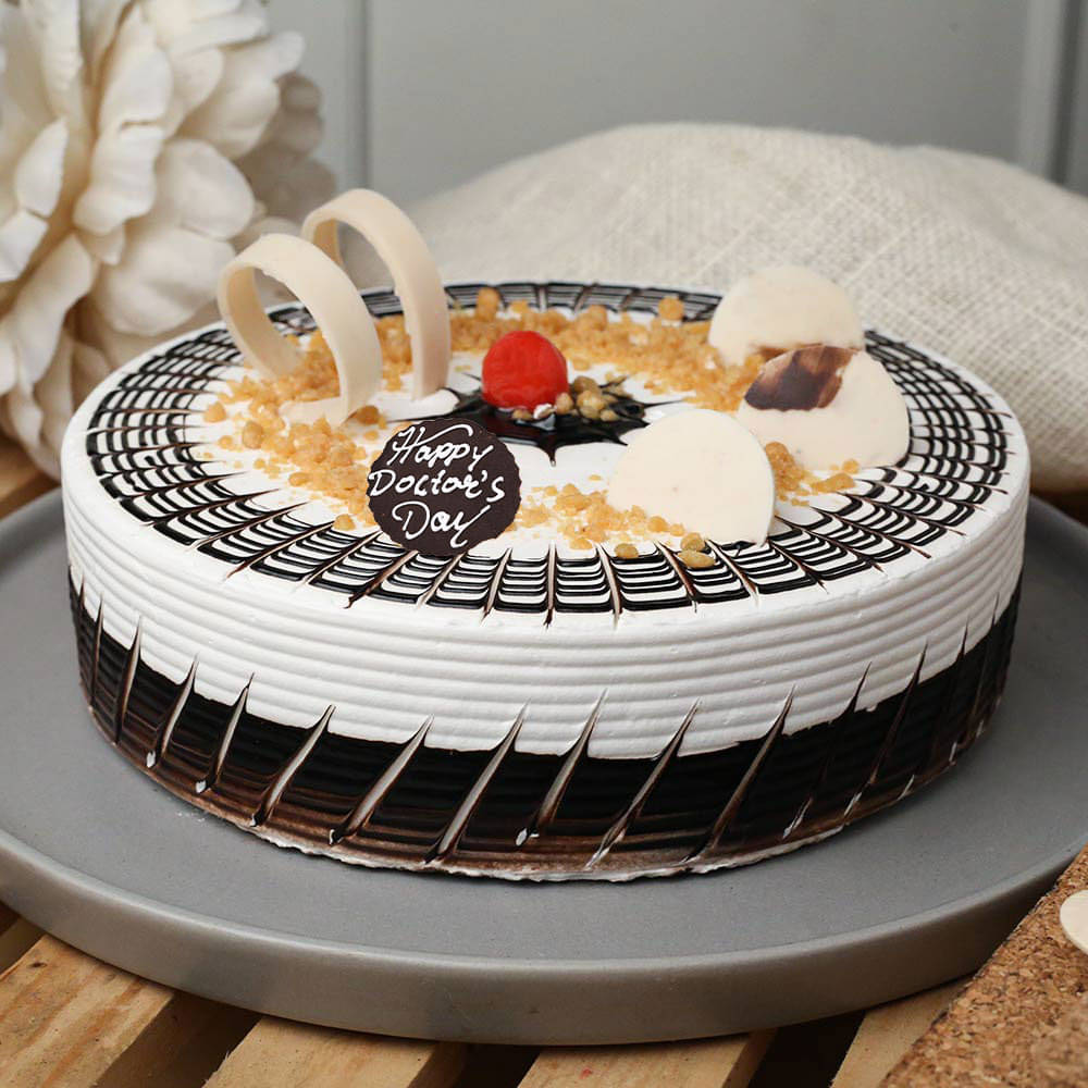 Side View of Choco Butterscotch Cake For Doctors Day