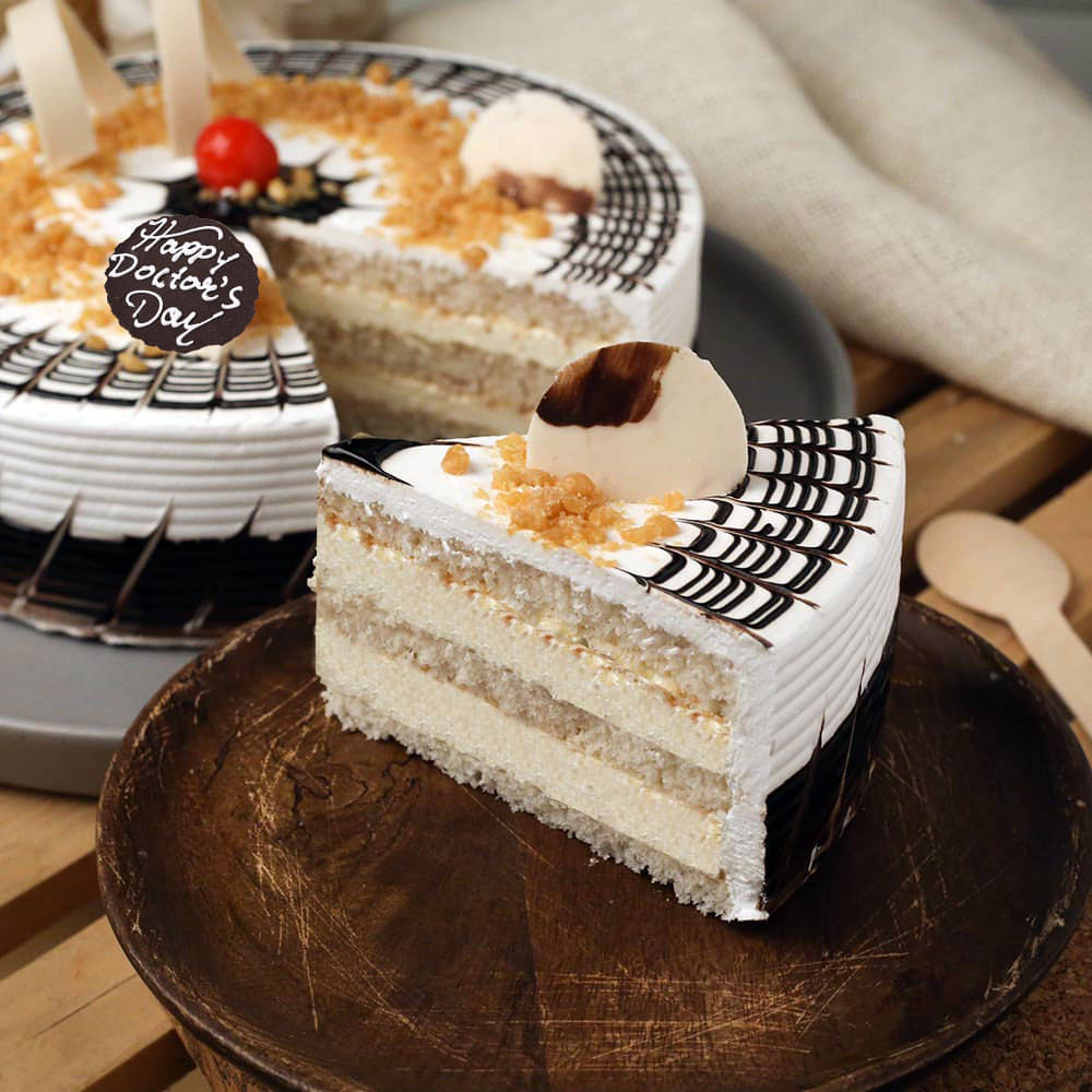 Sliced View of Choco Butterscotch Cake For Doctors Day