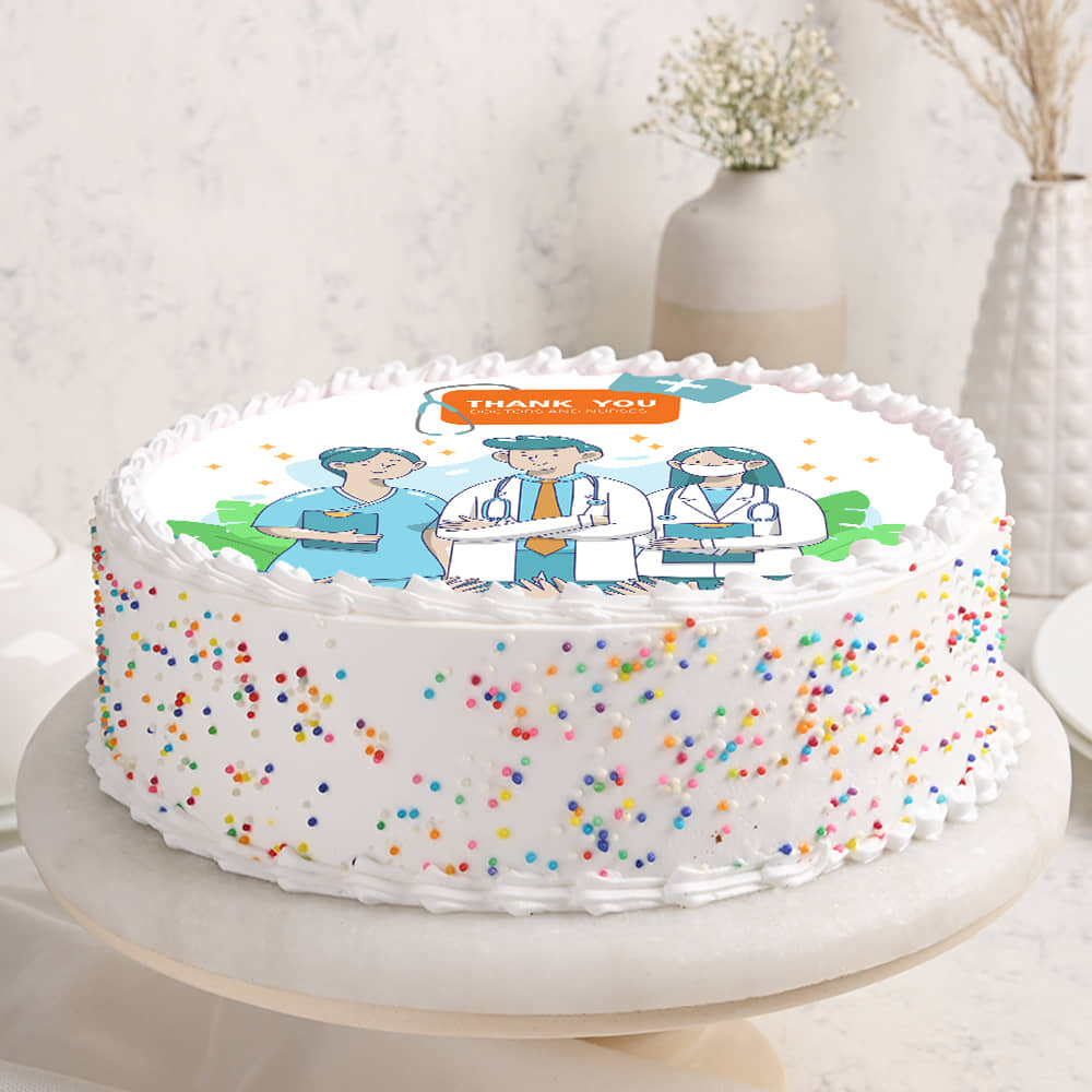 Side View of Photo Cake For Doctors Day
