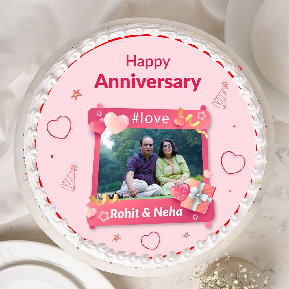 Creamy Photo Anniversary Cake
