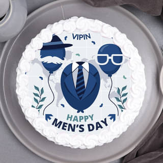 Top View of White Cream Mens Day Cake