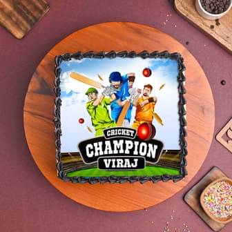 Cricket Champion Photo Cake