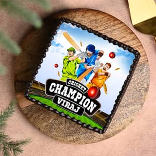 Cricket Champion Photo Cake