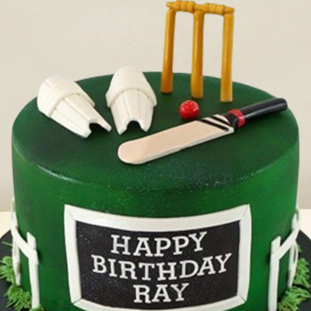 Top View of Cricket Cream N Fondant Cake