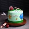 Top View Of Cricket Field Cream N Fondant Cake