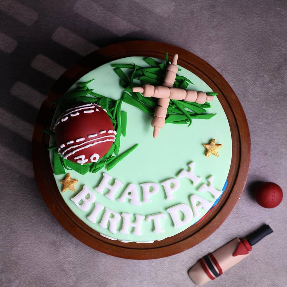 Top View Of Cricket Fever Cake 