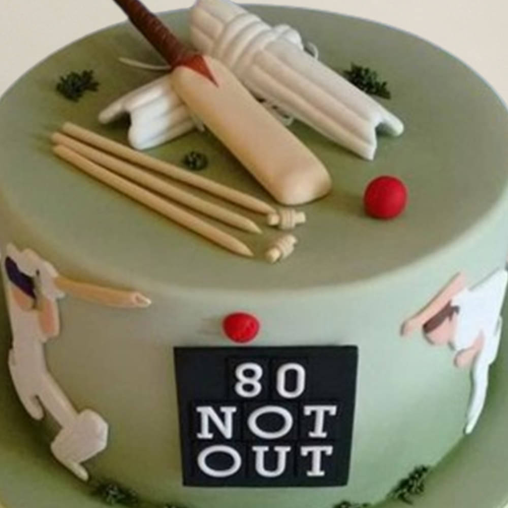 Top View of Cricket Fondant N Sugar Sheet Cake
