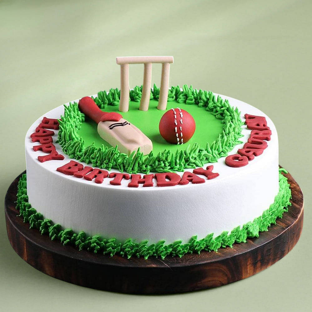 Front View of Cricket Fan Dream Cake