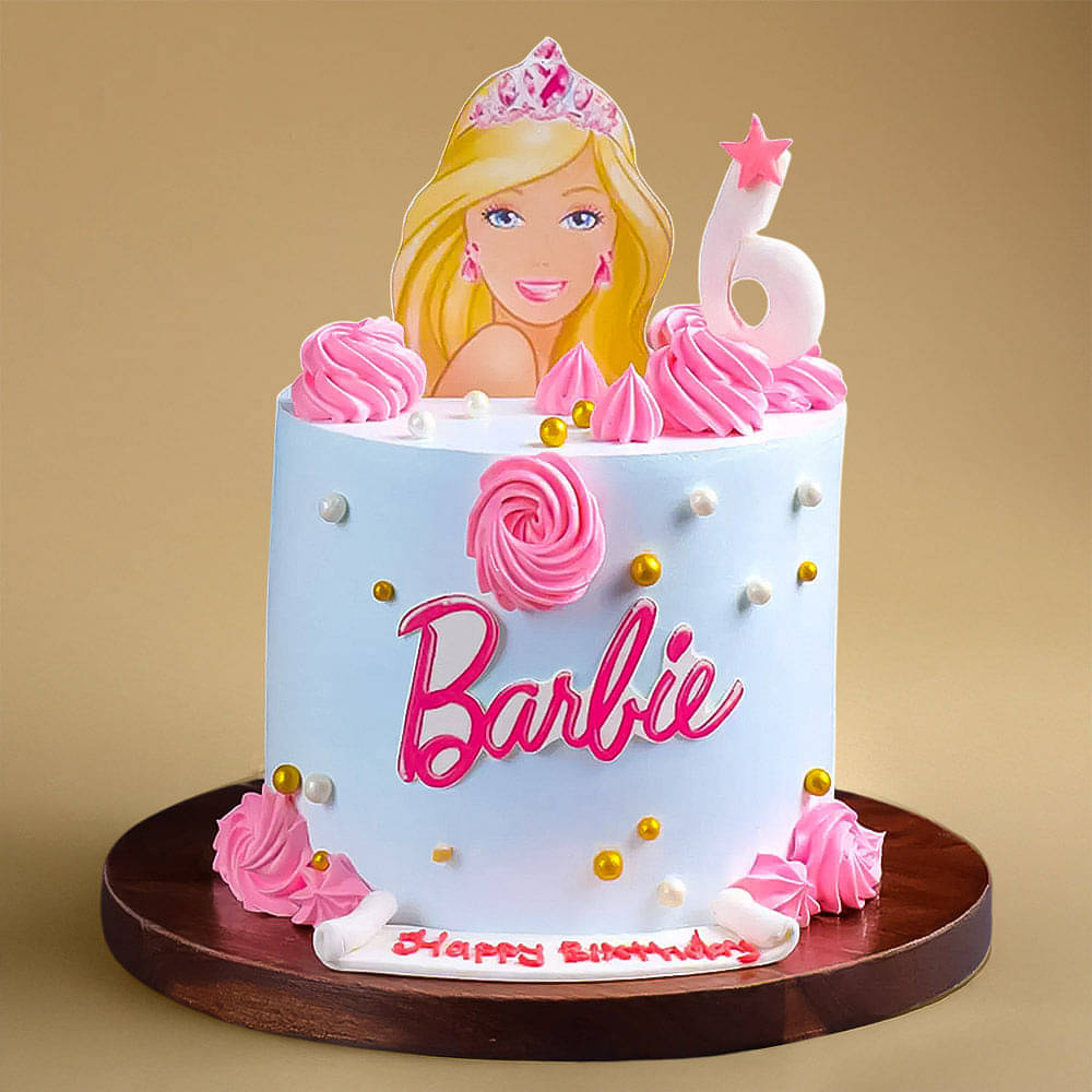 Side View of Crystals Barbie Cream Cake