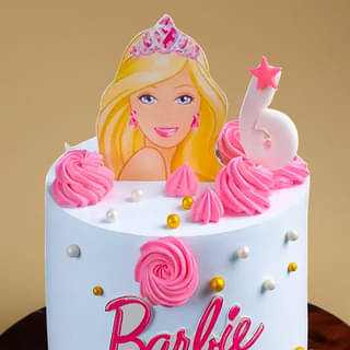 Top View of Crystals Barbie Cream Cake