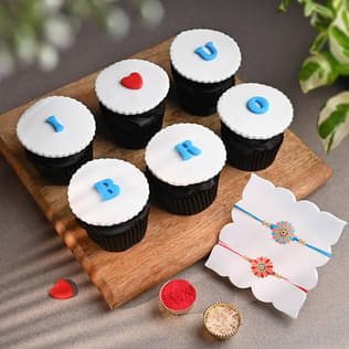 Cupcakes N Designer Rakhis For Brother