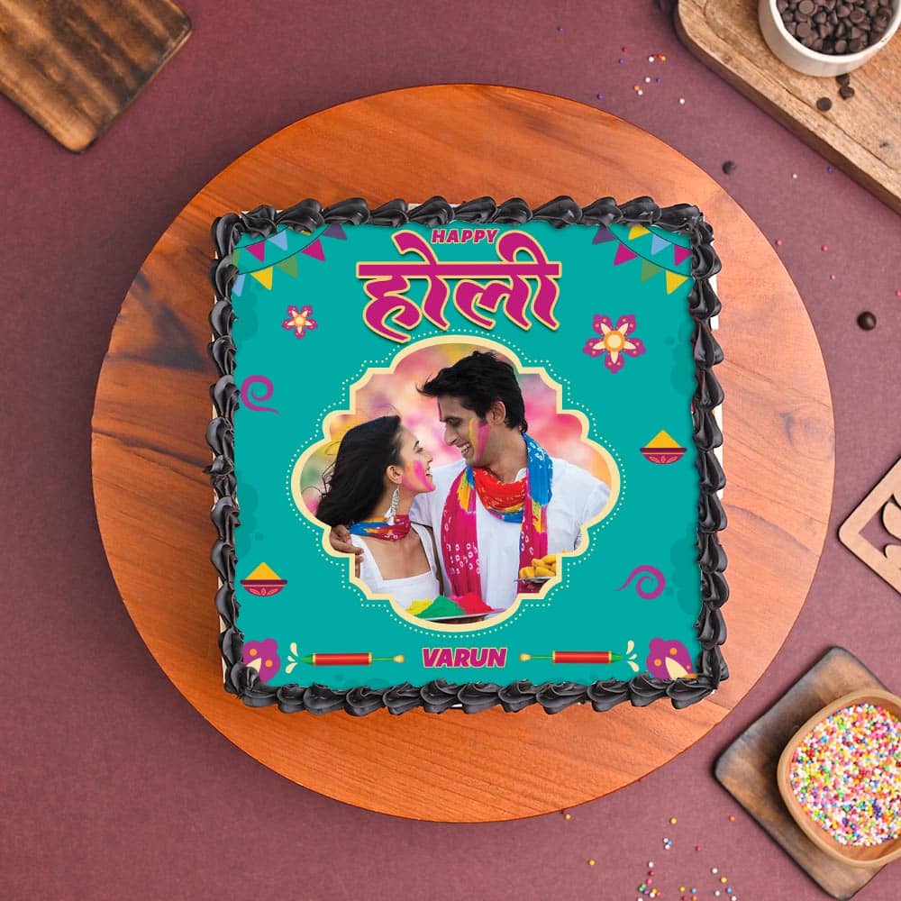 Vibrant Holi Photo Cake