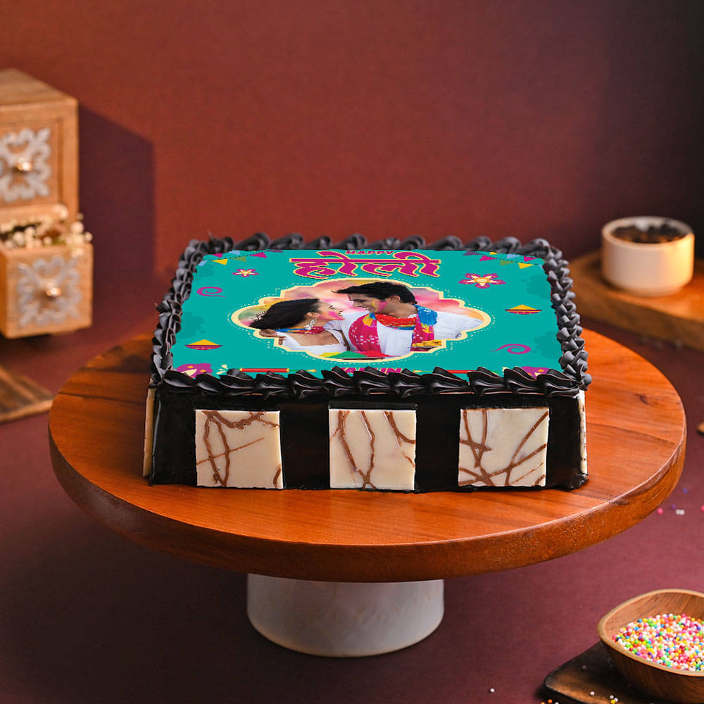 Vibrant Holi Photo Cake