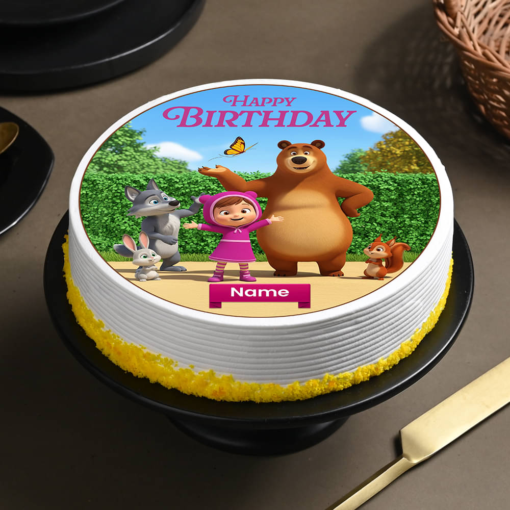 Cute Masha Bear Birthday Cake