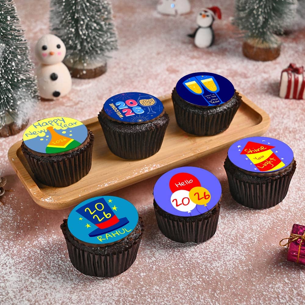 Cute New Year Party Cupcakes Set of 6