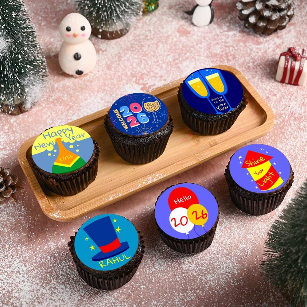 Side View of New Year Party Cupcakes Set of 6