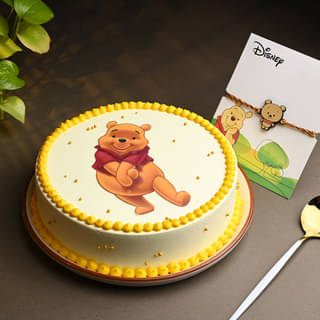 Cute Pooh Cake & Rakhi