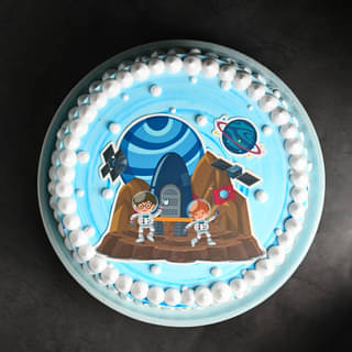 Top View Cute Space Explorer Cake