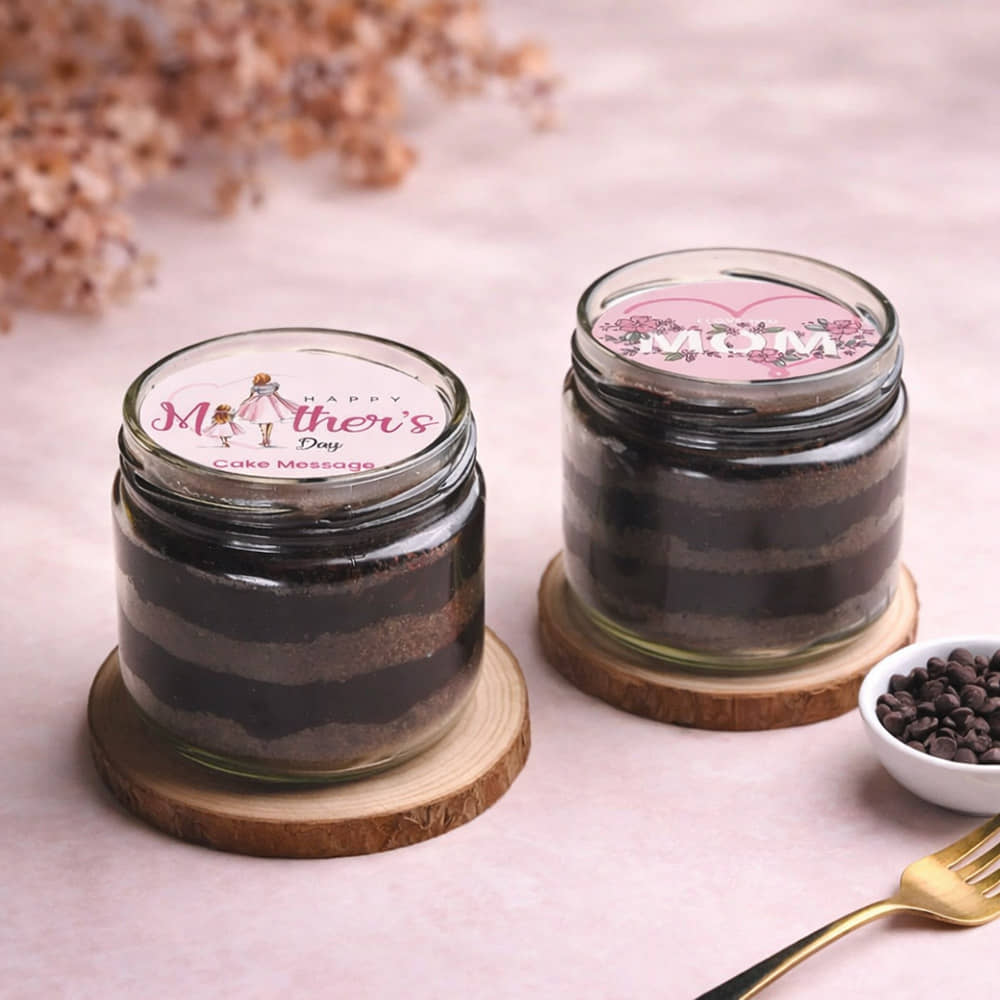 Top View: Chocolate Jar Cakes for Mother's Day