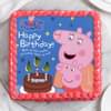 Top View of Cutesy Peppa Pig Birthday Cake