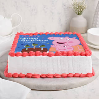 Side View of Cutesy Peppa Pig Birthday Cake