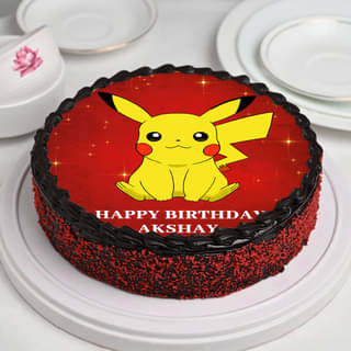 Choco Red Velvet Birthday Pikachu Cake Cutey Pikachu Birthday Cake