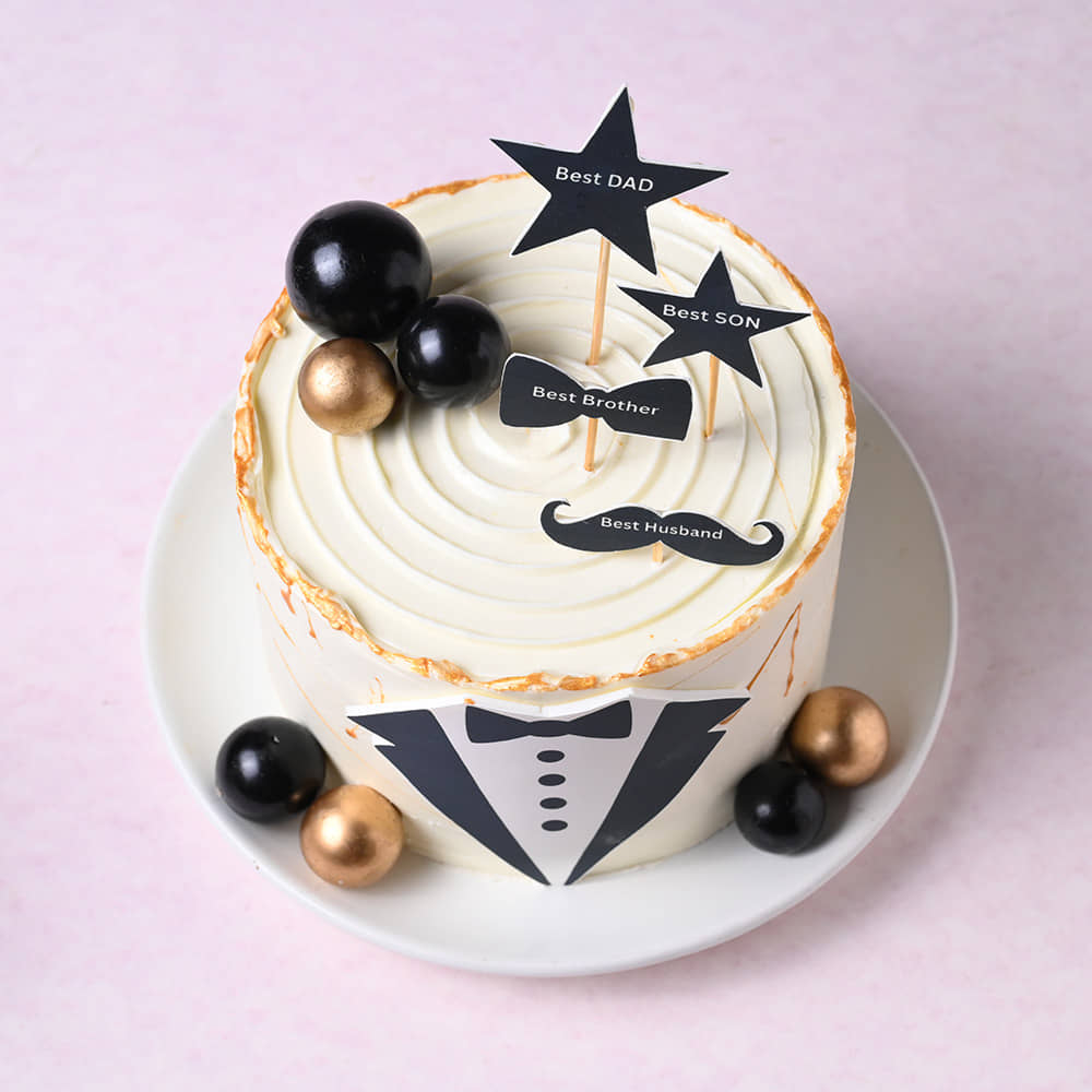 Dad Tuxedo N Moustache Cake