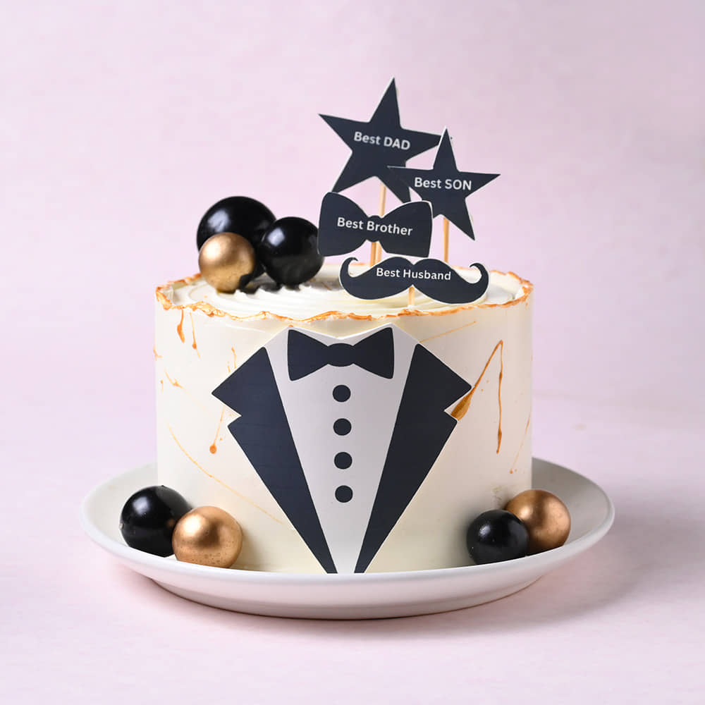 Dad Tuxedo N Moustache Cake