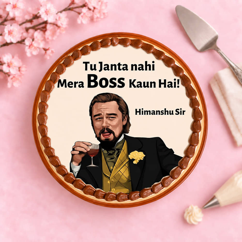 Side View of Playful Boss Day Cake