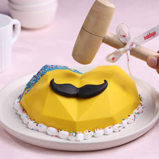 Heart Shape Yellow Mens Day Pinata Cake Heart Shape Yellow Mens Day Pinata Cake